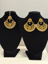 Gold & Pearl Kundan Earrings & Tikka – 3 Piece Set
