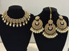 Gold & Pearl Necklace, Earrings & Tikka – 4 Piece Set