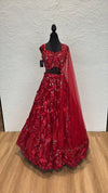 Red 3D Flower Lengha