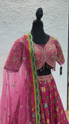Hot Pink Flower Print Lengha