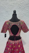 Hot Pink Flower Print Lengha