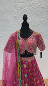 Hot Pink Flower Print Lengha