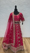 Hot Pink Gota Work Lengha